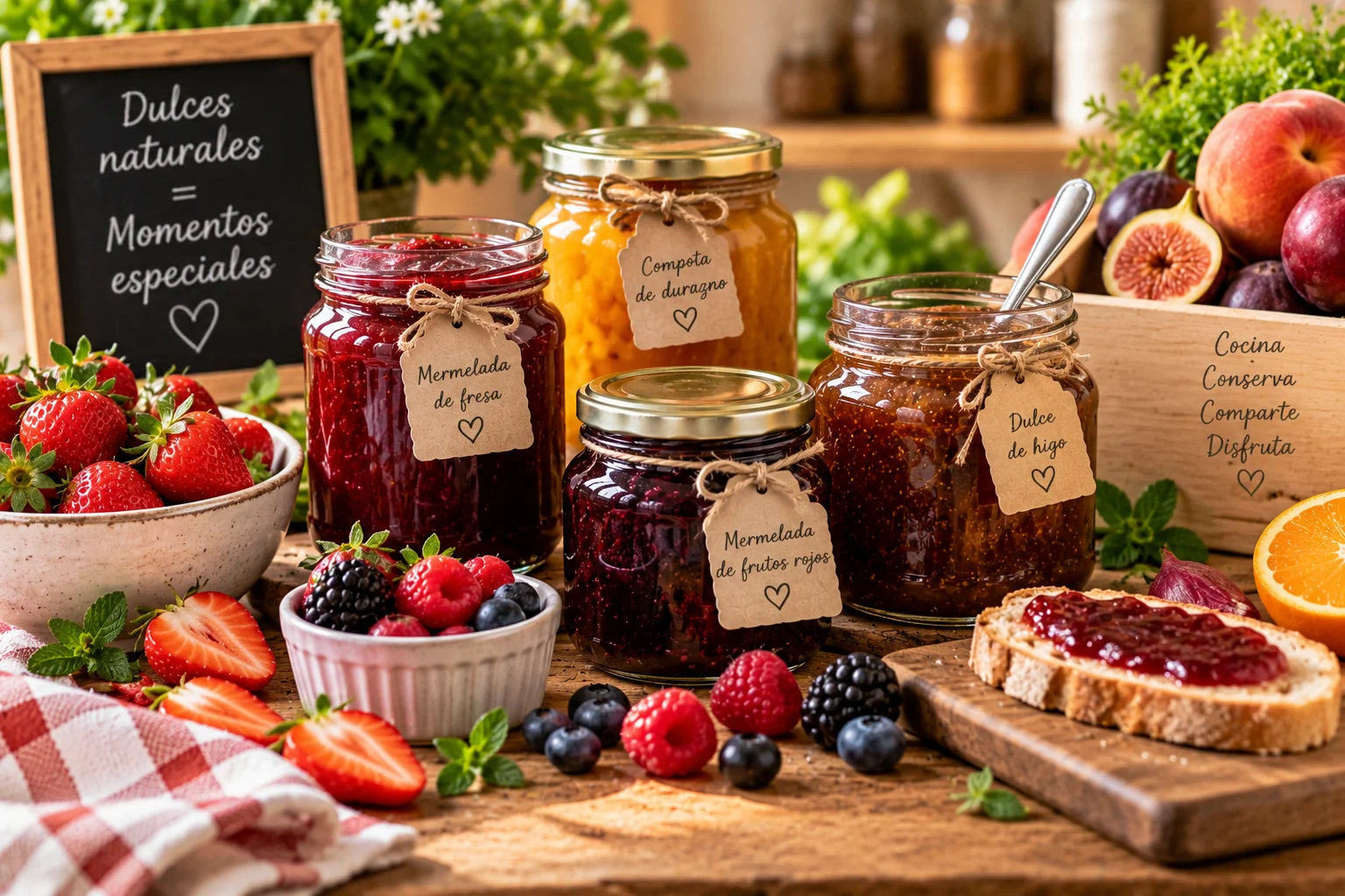Escena de dulces y mermeladas naturales