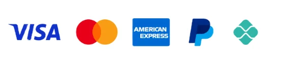 Pago seguro con Visa, Mastercard, American Express y PayPal