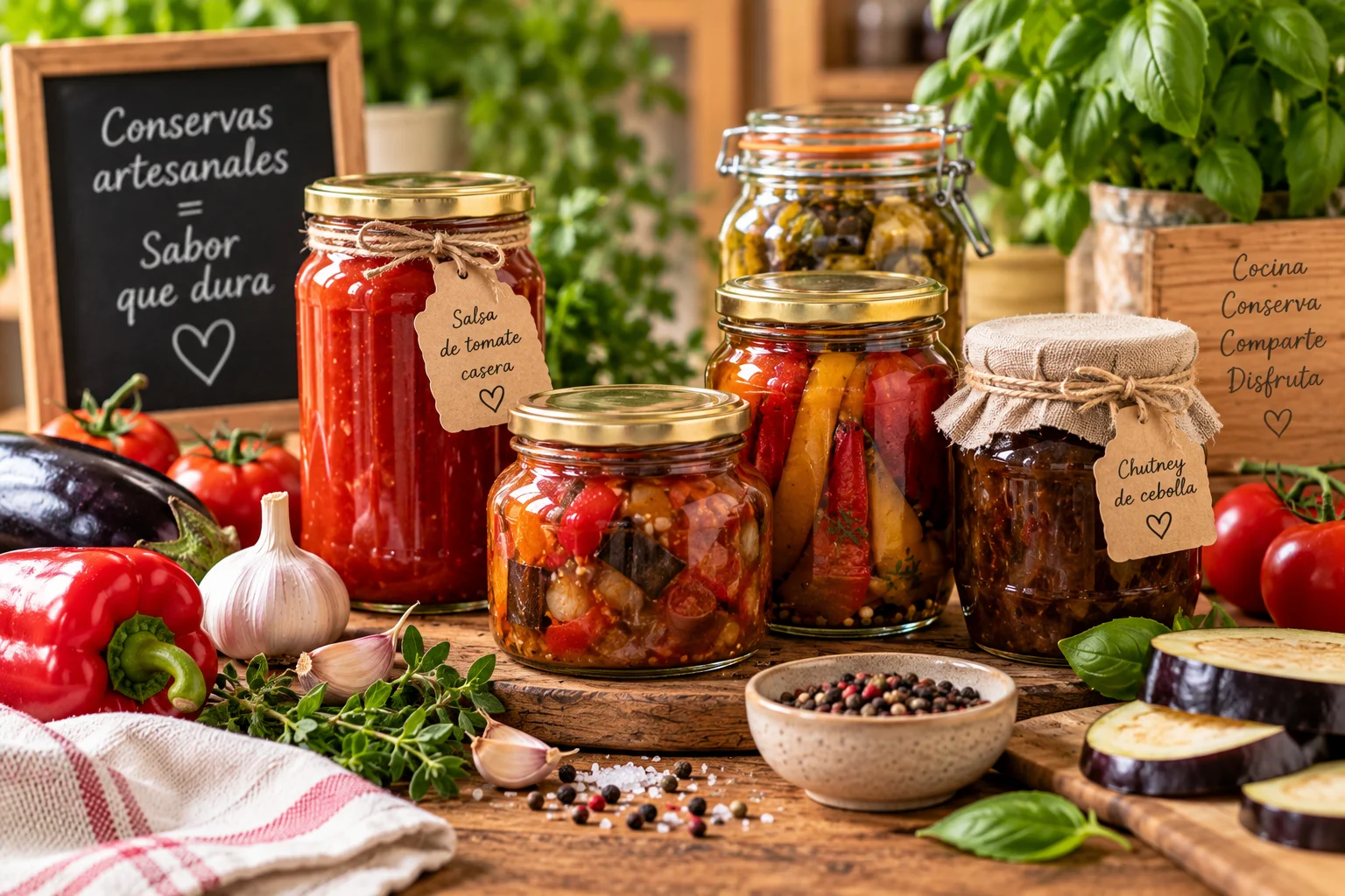 Escena de conservas artesanales cocidas